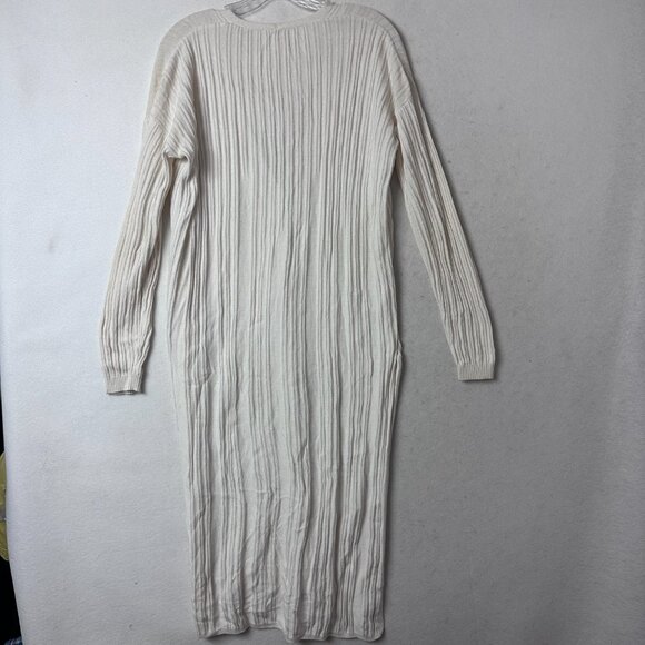 Free People cardigan sz S ribbed button up side slit long cream off white - Picture 5 of 5